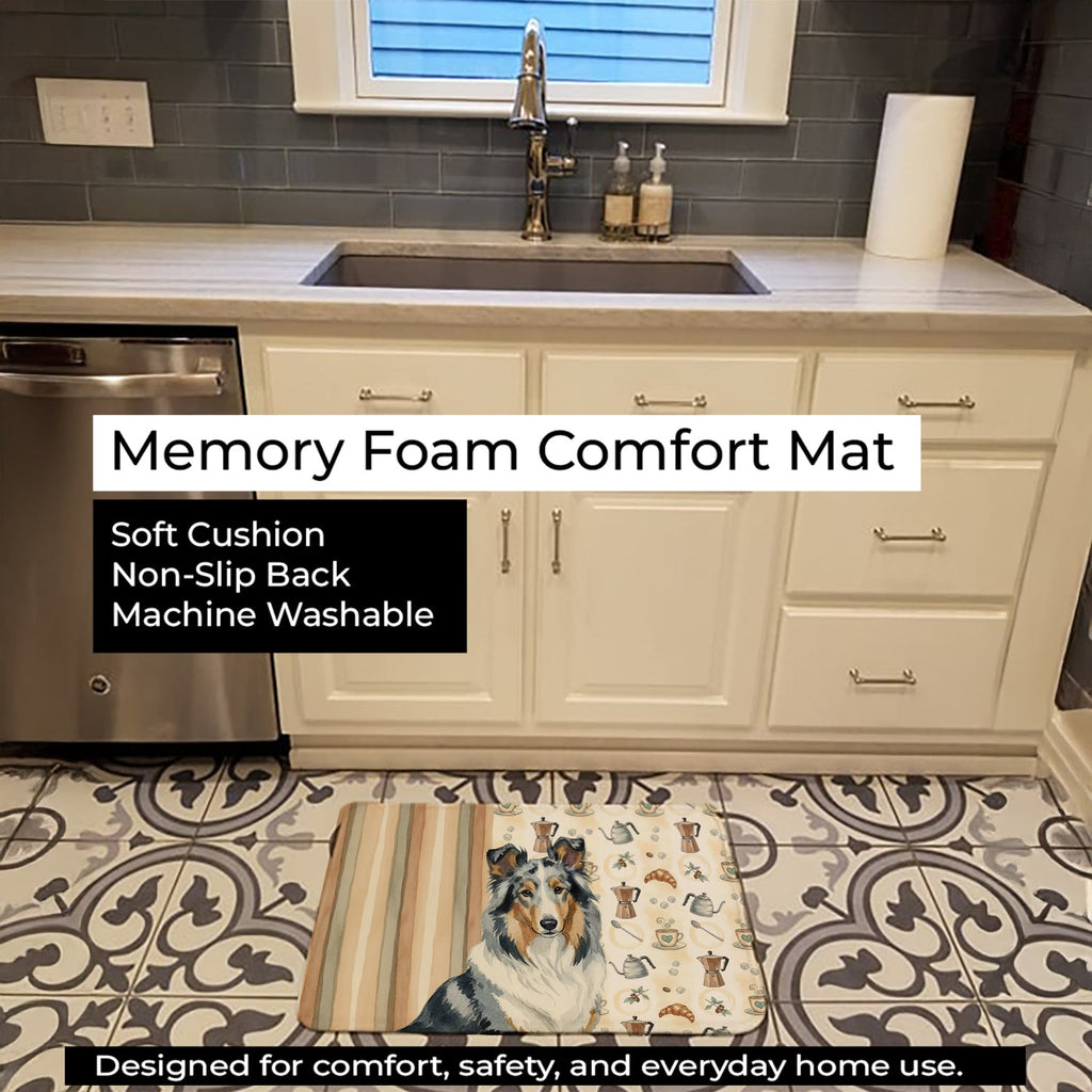 Blue Merle Collie Coffee Bar Memory Foam Kitchen Mat Machine Washable Anti-Fatigue Cushion Comfort Bath or Kitchen Rug