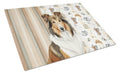 Sable Collie Coffee Bar Cutting Board Tempered Glass Kitchen Cutting Surface, Heat Resistant Chopping, Non-Slip Feet, Food Prep & Serving