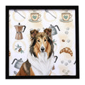 Sable Collie Coffee Bar Framed Metal Print Bathroom, Kitchen, Office, Home Decor Wall Art Ready to Hang, Square, 8X8