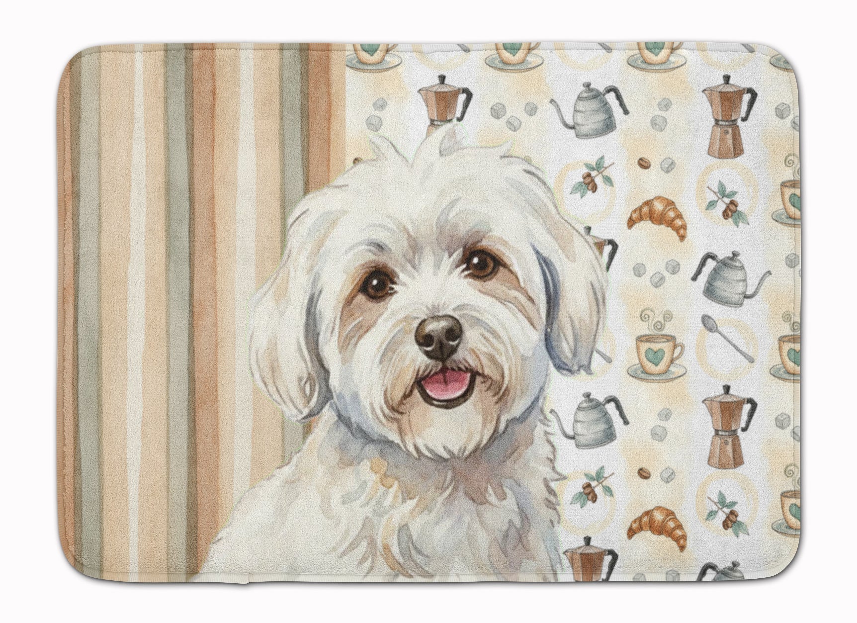 Coton de Tulear Coffee Bar Memory Foam Kitchen Mat Machine Washable Anti-Fatigue Cushion Comfort Bath or Kitchen Rug