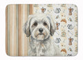 White with Gray Coton de Tulear Coffee Bar Memory Foam Kitchen Mat Machine Washable Anti-Fatigue Cushion Comfort Bath or Kitchen Rug