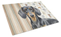 Black and Tan Dachshund Coffee Bar Cutting Board Tempered Glass Kitchen Cutting Surface, Heat Resistant Chopping, Non-Slip Feet, Food Prep & Serving