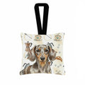 Dapple Dachshund Coffee Bar Hanging Square Fabric Ornament 3.5 � 3.5 Decorative Door-Knob & Tree Hanger, Soft Fabric
