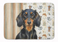Longhaired Black and Tan Dachshund Coffee Bar Memory Foam Kitchen Mat Machine Washable Anti-Fatigue Cushion Comfort Bath or Kitchen Rug
