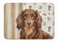 Longhaired Chocolate and Tan Dachshund Coffee Bar Memory Foam Kitchen Mat Machine Washable Anti-Fatigue Cushion Comfort Bath or Kitchen Rug