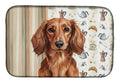 Longhaired Red Dachshund Coffee Bar Dish Drying Mat Absorbent Dish Drying Mat Pad for Kitchen Counter Dish Drainer Mat for Countertop, 14 x 21", Multicolor