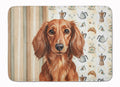 Longhaired Red Dachshund Coffee Bar Memory Foam Kitchen Mat Machine Washable Anti-Fatigue Cushion Comfort Bath or Kitchen Rug