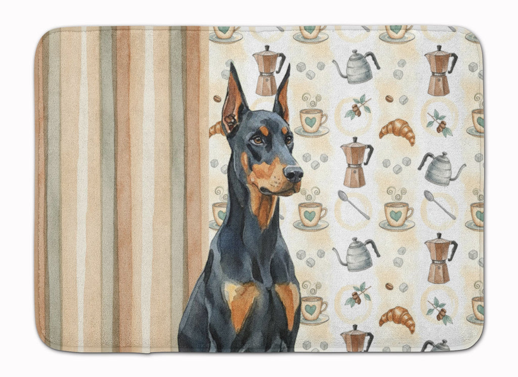 Doberman Pinscher Coffee Bar Memory Foam Kitchen Mat Machine Washable Anti-Fatigue Cushion Comfort Bath or Kitchen Rug