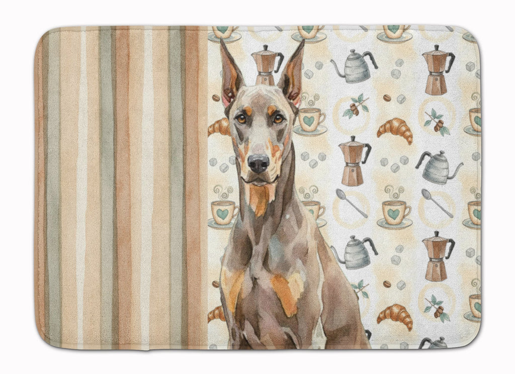 Fawn Doberman Pinscher Coffee Bar Memory Foam Kitchen Mat Machine Washable Anti-Fatigue Cushion Comfort Bath or Kitchen Rug