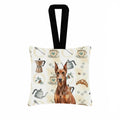 Red Doberman Pinscher Coffee Bar Hanging Square Fabric Ornament 3.5 � 3.5 Decorative Door-Knob & Tree Hanger, Soft Fabric