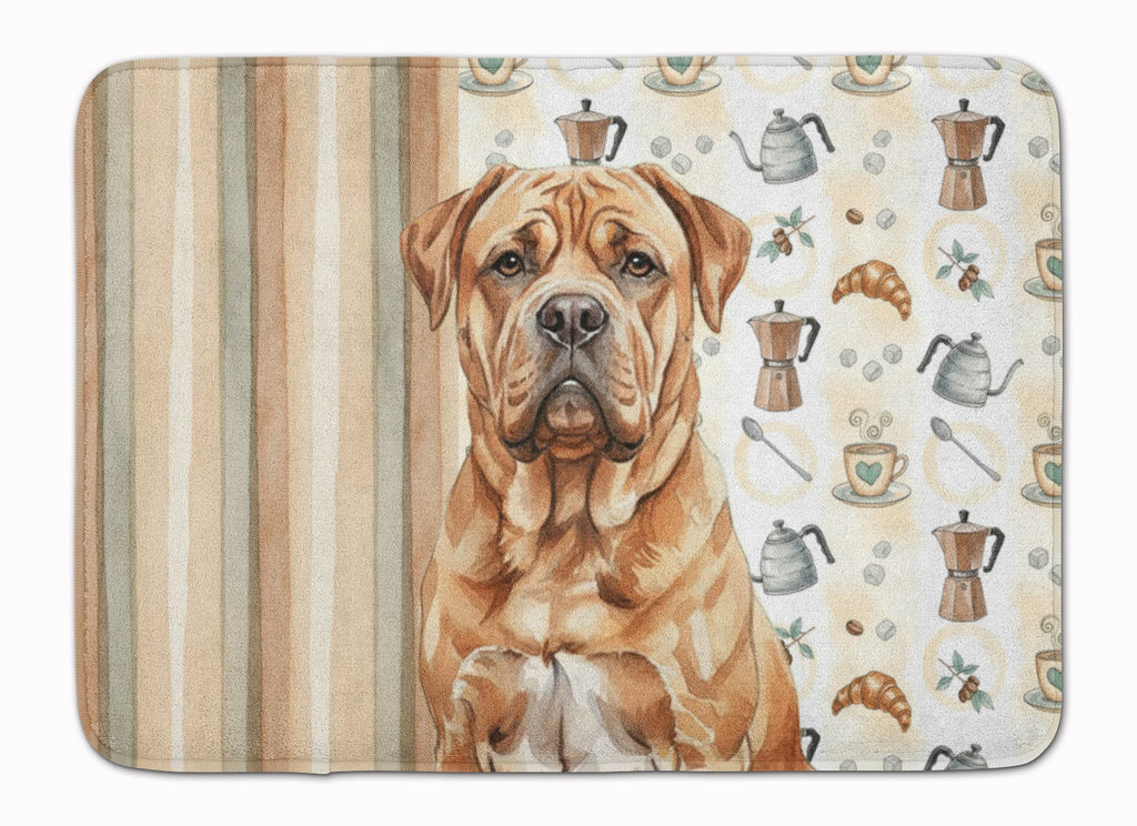 Dogue de Bordeaux Coffee Bar Memory Foam Kitchen Mat Machine Washable Anti-Fatigue Cushion Comfort Bath or Kitchen Rug