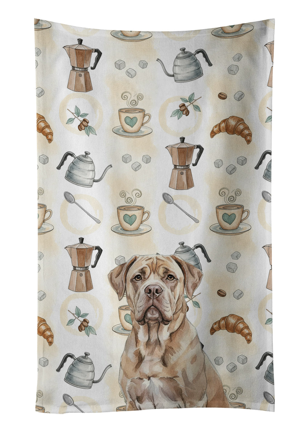 Isabella Dogue de Bordeaux Coffee Bar Kitchen Towel Velour Plush Front and Cotton Loop Back Machine Washable