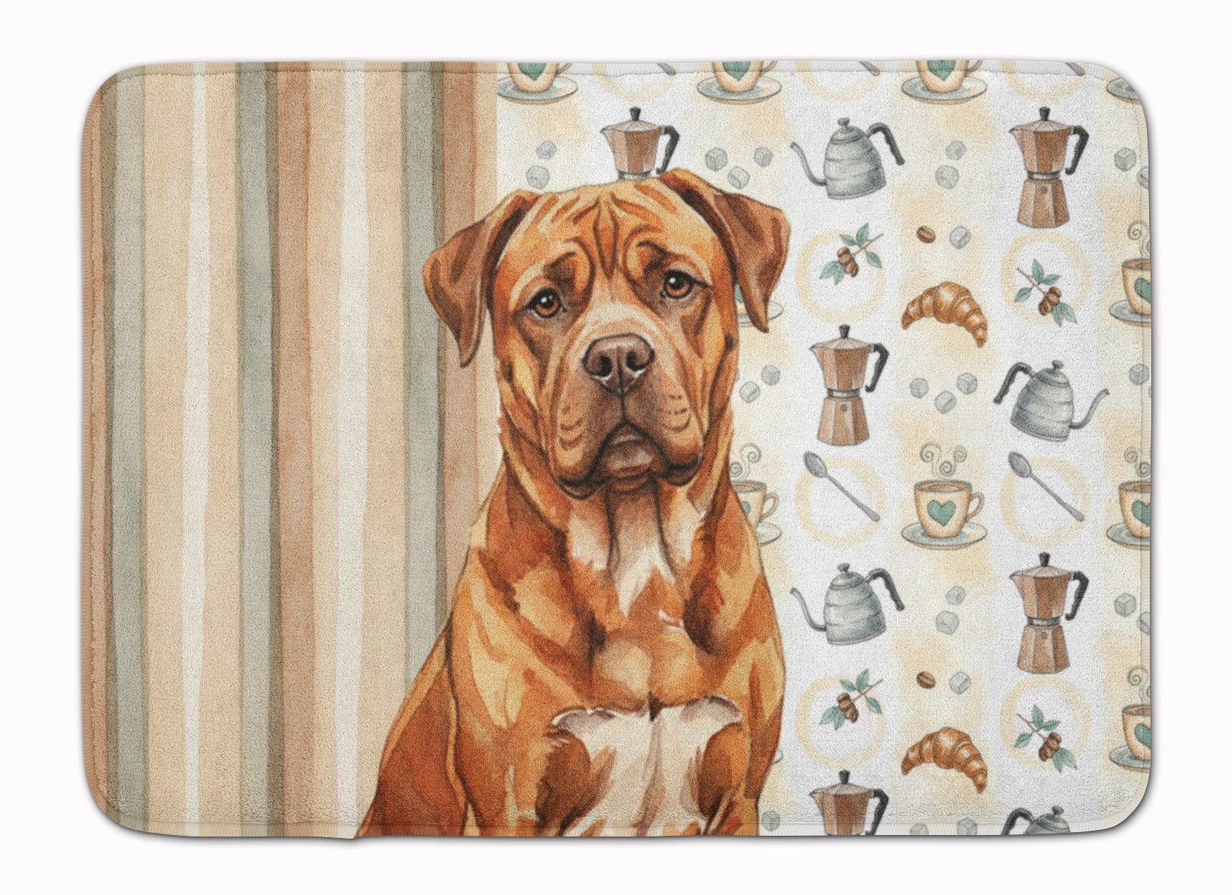 Mahogany Dogue de Bordeaux Coffee Bar Memory Foam Kitchen Mat Machine Washable Anti-Fatigue Cushion Comfort Bath or Kitchen Rug
