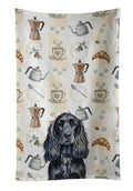 Black English Cocker Spaniel Coffee Bar Kitchen Towel Velour Plush Front and Cotton Loop Back Machine Washable