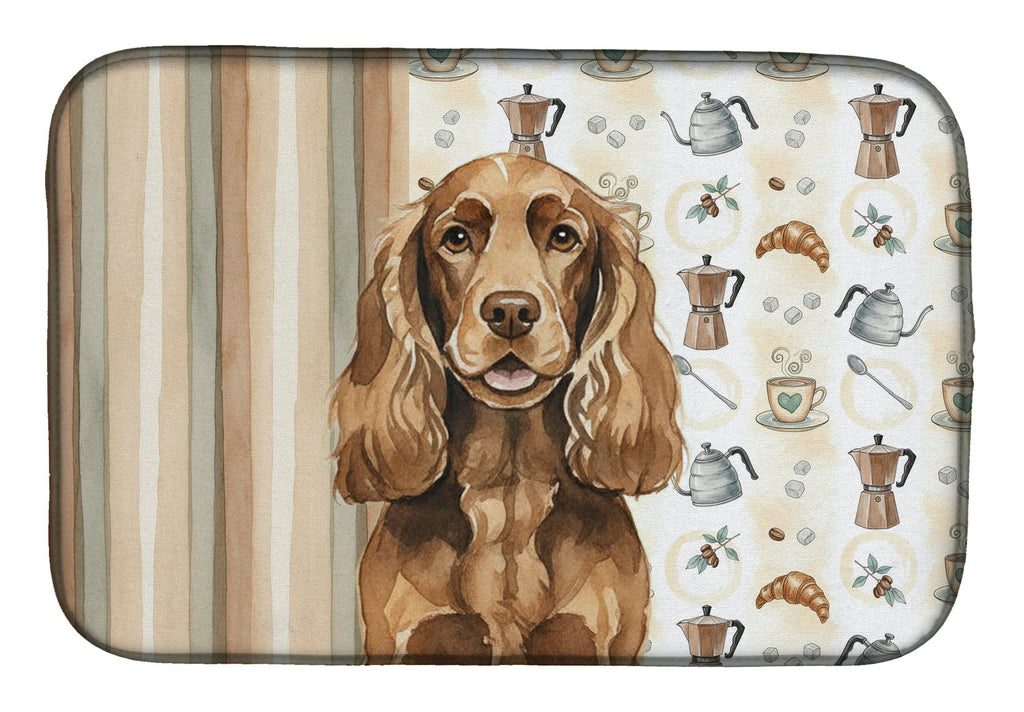Liver English Cocker Spaniel Coffee Bar Dish Drying Mat Absorbent Dish Drying Mat Pad for Kitchen Counter Dish Drainer Mat for Countertop, 14 x 21", Multicolor