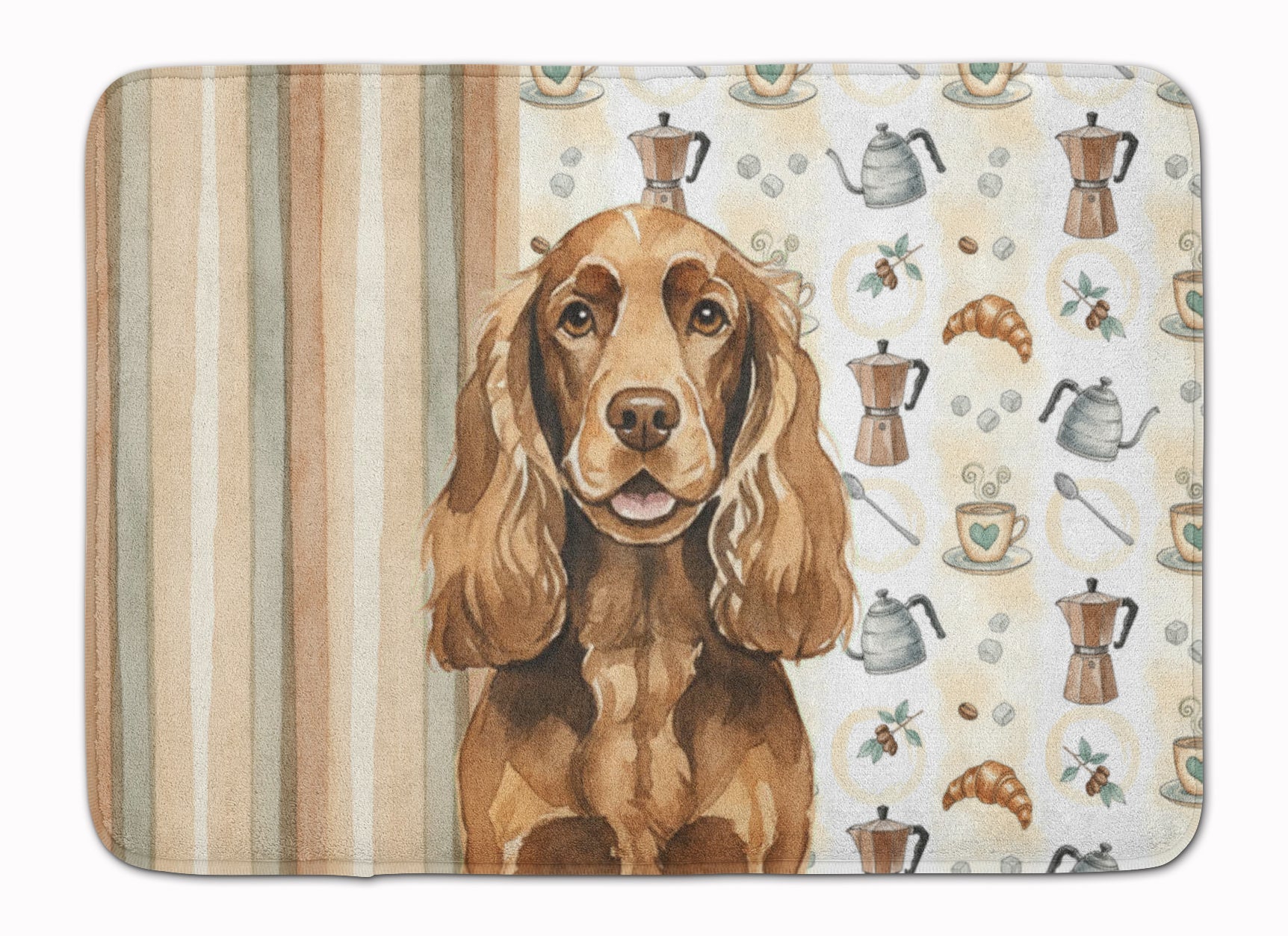 Liver English Cocker Spaniel Coffee Bar Memory Foam Kitchen Mat Machine Washable Anti-Fatigue Cushion Comfort Bath or Kitchen Rug