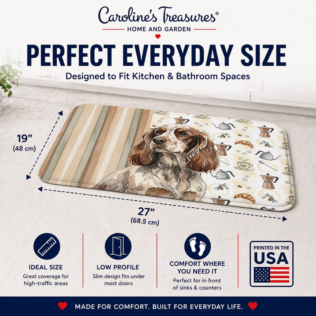 Liver Roan English Cocker Spaniel Coffee Bar Memory Foam Kitchen Mat Machine Washable Anti-Fatigue Cushion Comfort Bath or Kitchen Rug