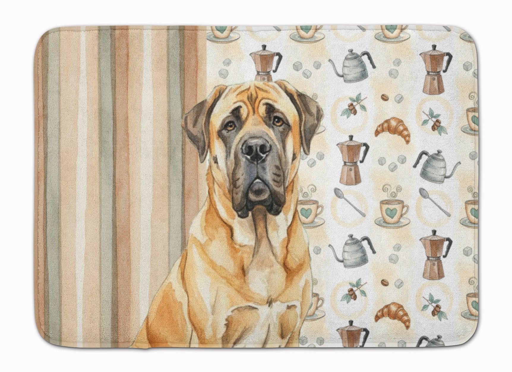 Fawn English Mastiff Coffee Bar Memory Foam Kitchen Mat Machine Washable Anti-Fatigue Cushion Comfort Bath or Kitchen Rug
