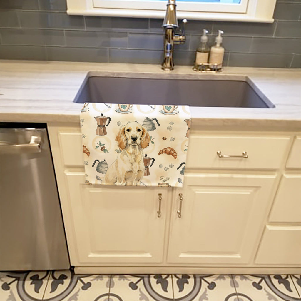Lemon Belton English Setter Coffee Bar Kitchen Towel Velour Plush Front and Cotton Loop Back Machine Washable