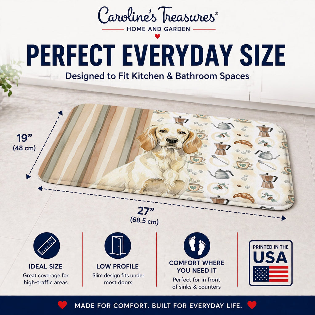 Lemon Belton English Setter Coffee Bar Memory Foam Kitchen Mat Machine Washable Anti-Fatigue Cushion Comfort Bath or Kitchen Rug