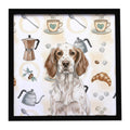 Liver Belton English Setter Coffee Bar Framed Metal Print Bathroom, Kitchen, Office, Home Decor Wall Art Ready to Hang, Square, 8X8