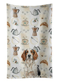 Tricolor English Setter Coffee Bar Kitchen Towel Velour Plush Front and Cotton Loop Back Machine Washable