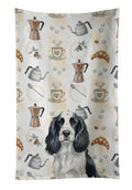 Black and White English Springer Spaniel Coffee Bar Kitchen Towel Velour Plush Front and Cotton Loop Back Machine Washable