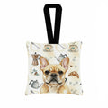 Fawn French Bulldog Coffee Bar Hanging Square Fabric Ornament 3.5 � 3.5 Decorative Door-Knob & Tree Hanger, Soft Fabric