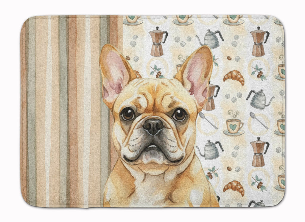 Fawn French Bulldog Coffee Bar Memory Foam Kitchen Mat Machine Washable Anti-Fatigue Cushion Comfort Bath or Kitchen Rug
