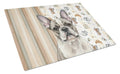 Pied French Bulldog Coffee Bar Cutting Board Tempered Glass Kitchen Cutting Surface, Heat Resistant Chopping, Non-Slip Feet, Food Prep & Serving