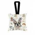 Pied French Bulldog Coffee Bar Hanging Square Fabric Ornament 3.5 � 3.5 Decorative Door-Knob & Tree Hanger, Soft Fabric