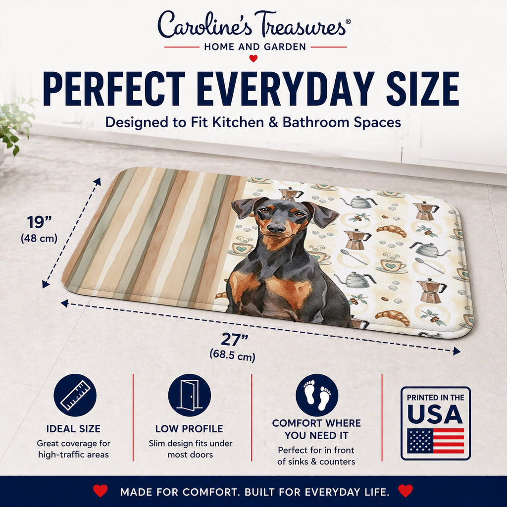 German Pinscher Coffee Bar Memory Foam Kitchen Mat Machine Washable Anti-Fatigue Cushion Comfort Bath or Kitchen Rug