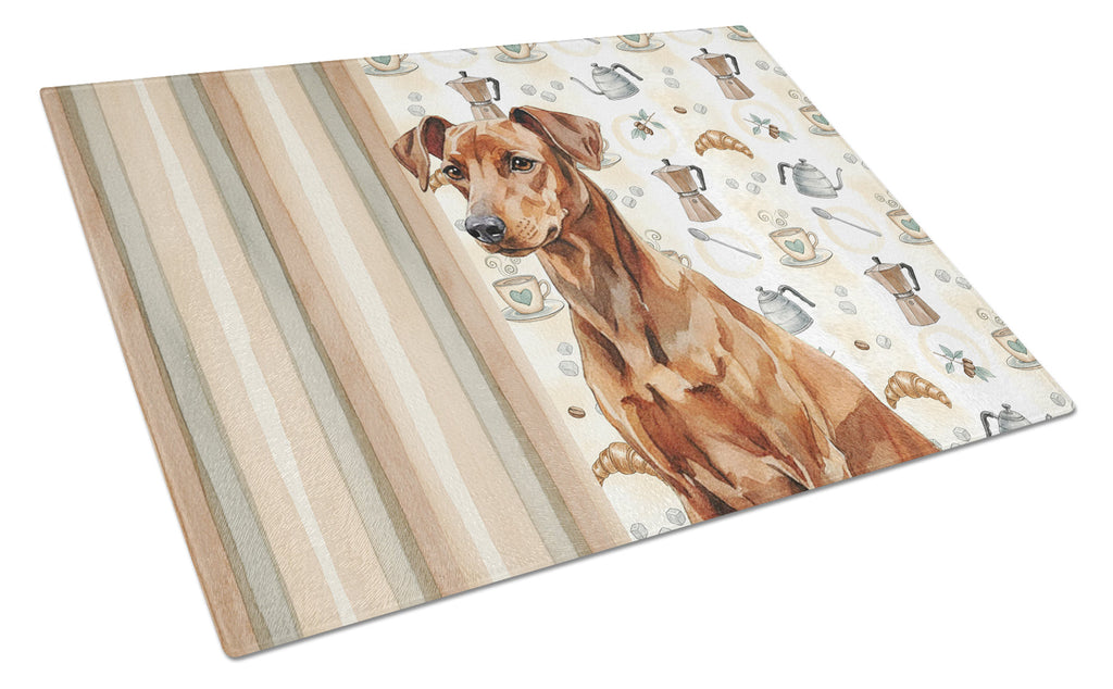 Red German Pinscher Coffee Bar Cutting Board Tempered Glass Kitchen Cutting Surface, Heat Resistant Chopping, Non-Slip Feet, Food Prep & Serving