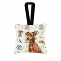 Red German Pinscher Coffee Bar Hanging Square Fabric Ornament 3.5 � 3.5 Decorative Door-Knob & Tree Hanger, Soft Fabric