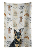 Black and Tan German Shepherd Coffee Bar Kitchen Towel Velour Plush Front and Cotton Loop Back Machine Washable