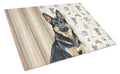 Black and Tan German Shepherd Coffee Bar Cutting Board Tempered Glass Kitchen Cutting Surface, Heat Resistant Chopping, Non-Slip Feet, Food Prep & Serving