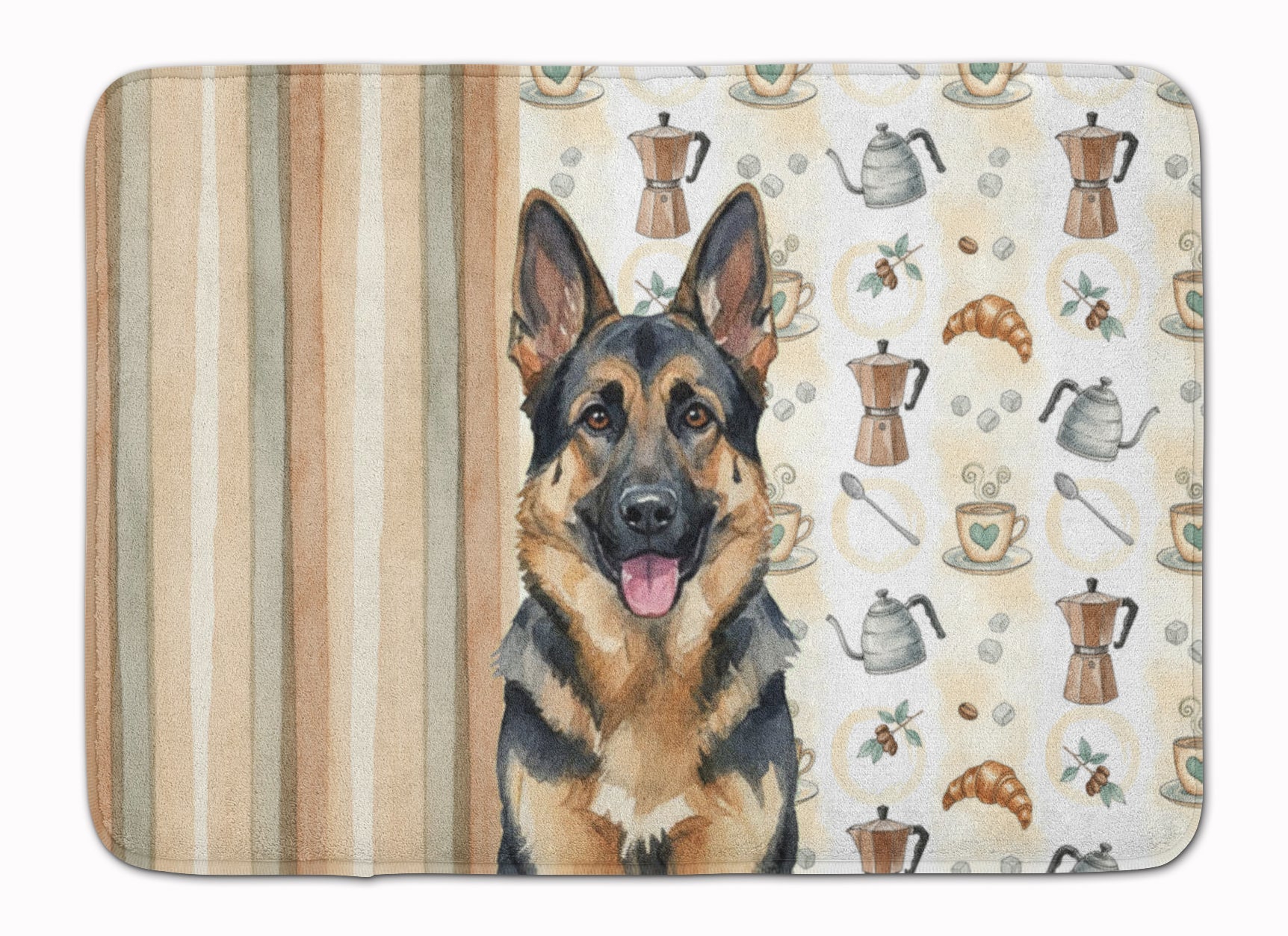 German Shepherd Coffee Bar Memory Foam Kitchen Mat Machine Washable Anti-Fatigue Cushion Comfort Bath or Kitchen Rug