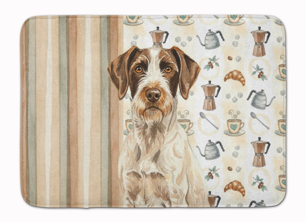 Liver and White German Wirehaired Pointer Coffee Bar Memory Foam Kitchen Mat Machine Washable Anti-Fatigue Cushion Comfort Bath or Kitchen Rug