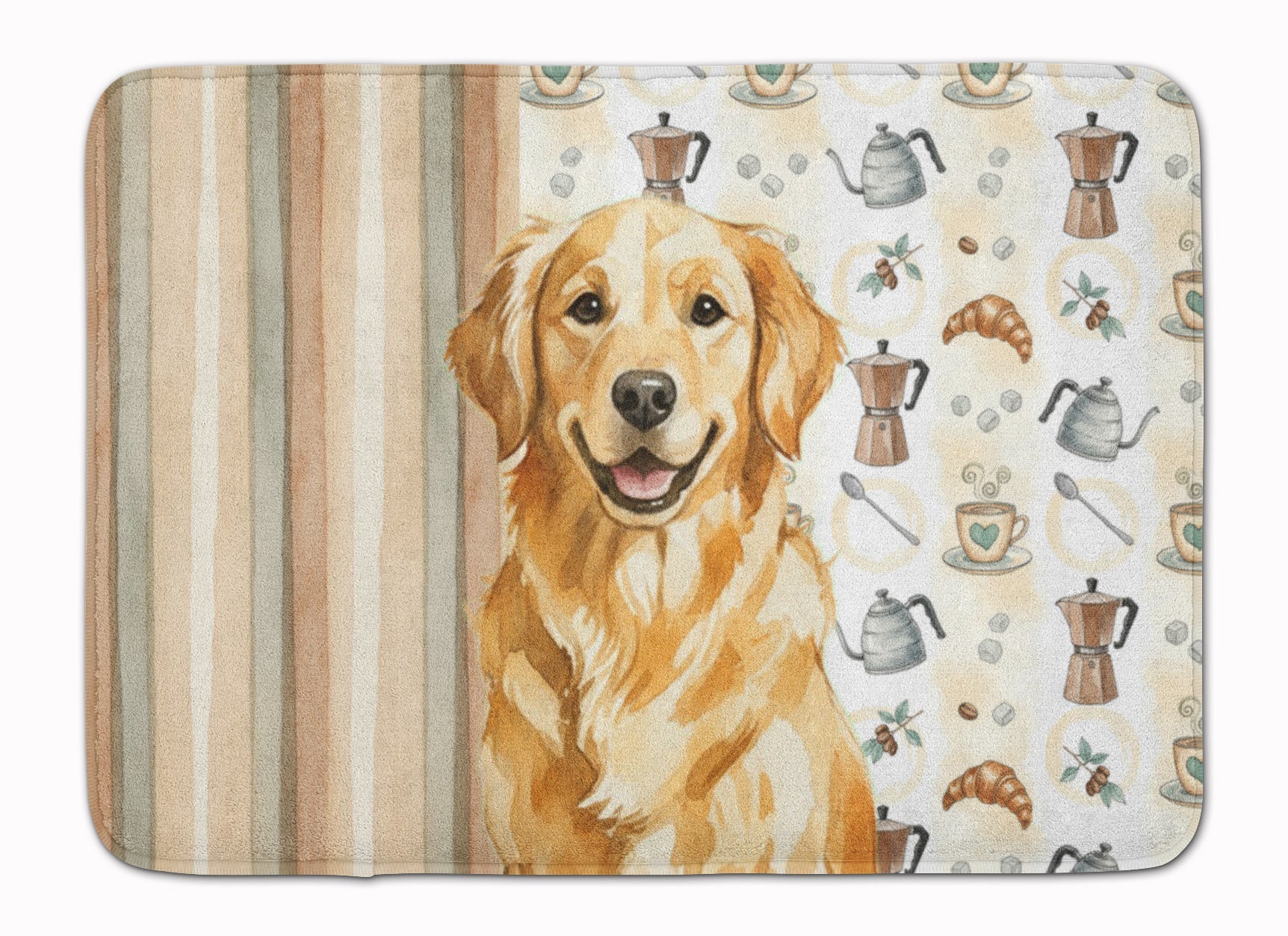 Golden Retriever Coffee Bar Memory Foam Kitchen Mat Machine Washable Anti-Fatigue Cushion Comfort Bath or Kitchen Rug