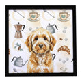 Goldendoodle Coffee Bar Framed Metal Print Bathroom, Kitchen, Office, Home Decor Wall Art Ready to Hang, Square, 8X8