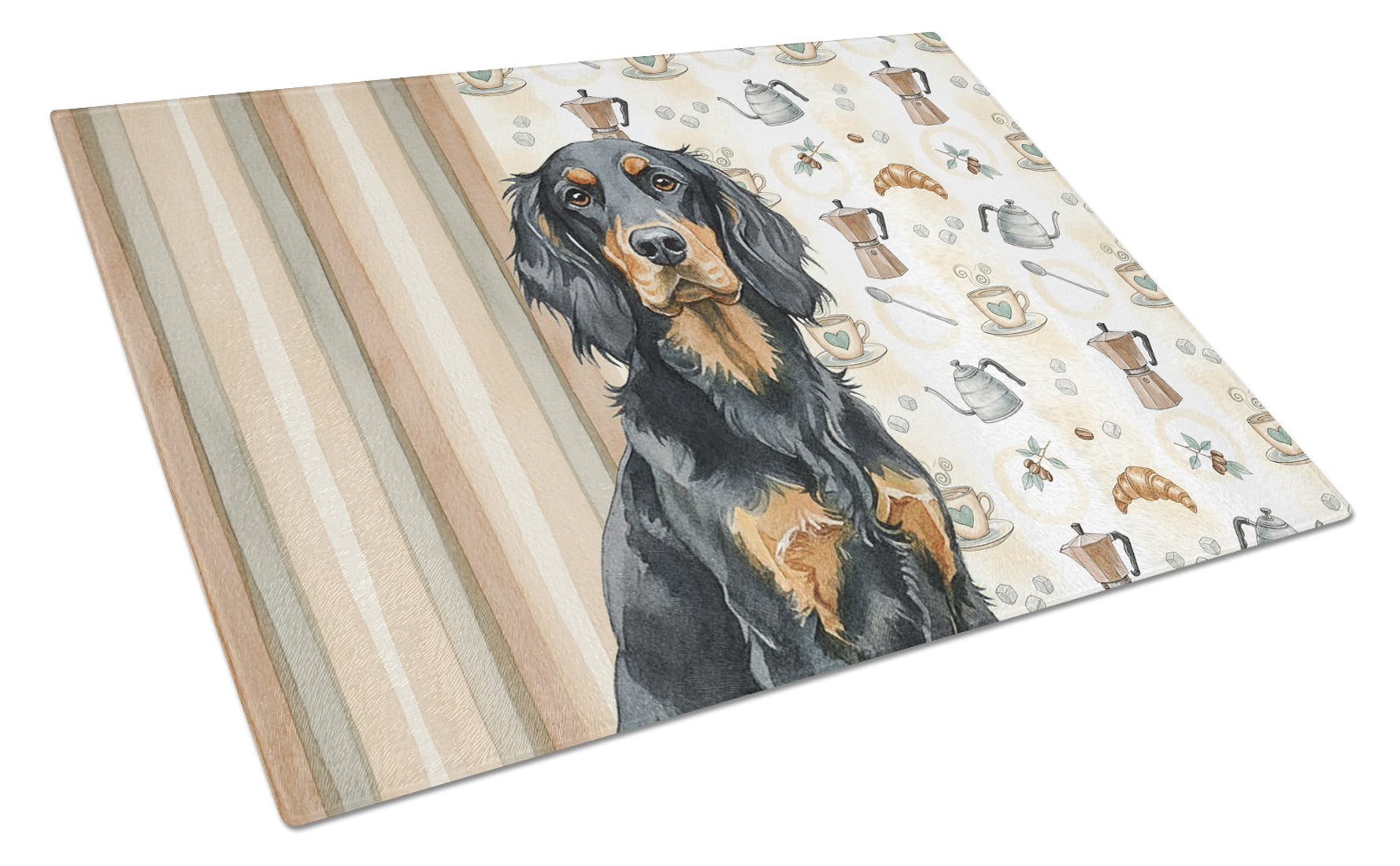 Gordon Setter Coffee Bar Cutting Board Tempered Glass Kitchen Cutting Surface, Heat Resistant Chopping, Non-Slip Feet, Food Prep & Serving