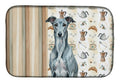 Blue Brindle Greyhound Coffee Bar Dish Drying Mat Absorbent Dish Drying Mat Pad for Kitchen Counter Dish Drainer Mat for Countertop, 14 x 21", Multicolor