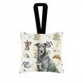 Gray Irish Wolfhound Coffee Bar Hanging Square Fabric Ornament 3.5 � 3.5 Decorative Door-Knob & Tree Hanger, Soft Fabric