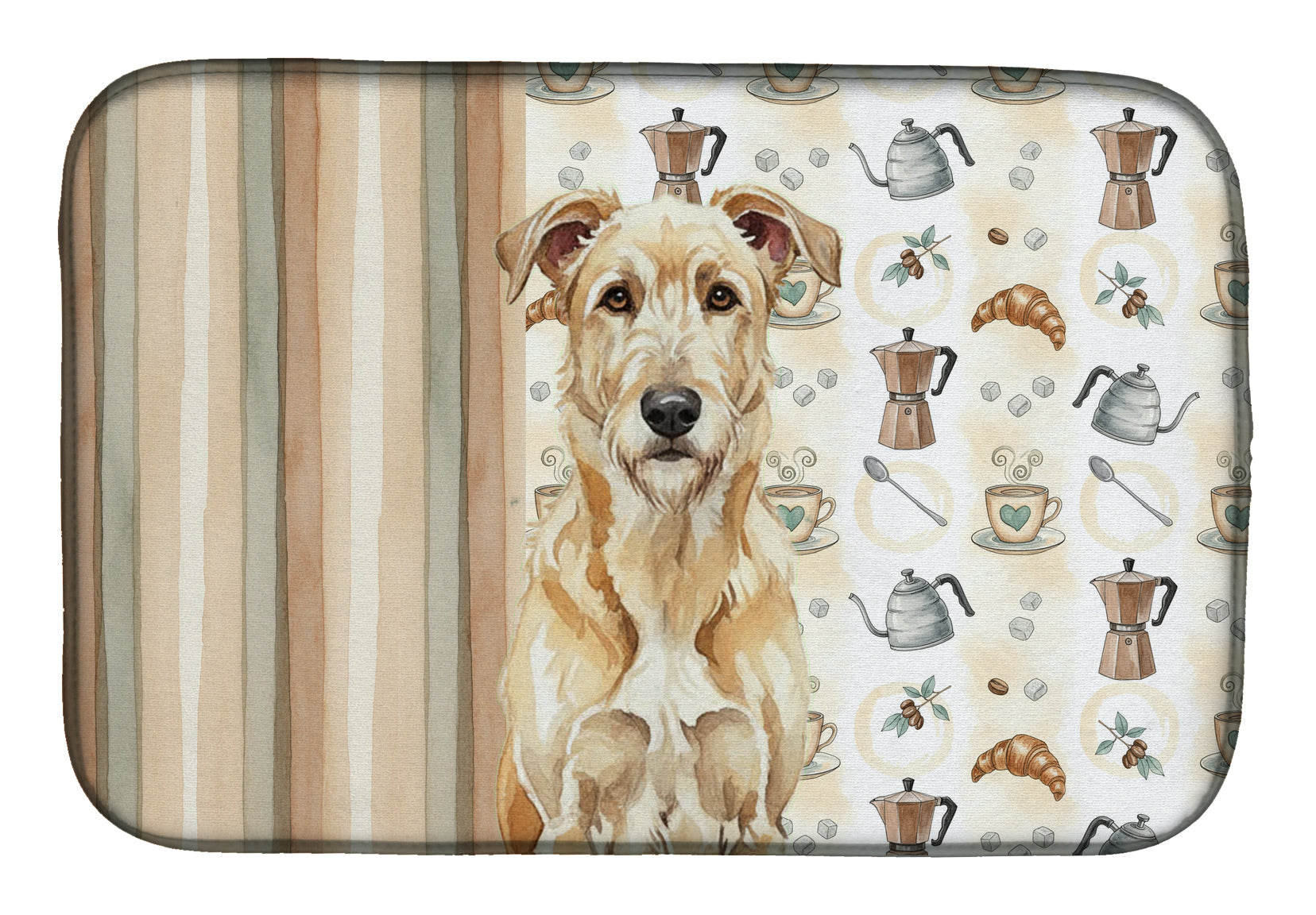 Wheaten Irish Wolfhound Coffee Bar Dish Drying Mat Absorbent Dish Drying Mat Pad for Kitchen Counter Dish Drainer Mat for Countertop, 14 x 21", Multicolor