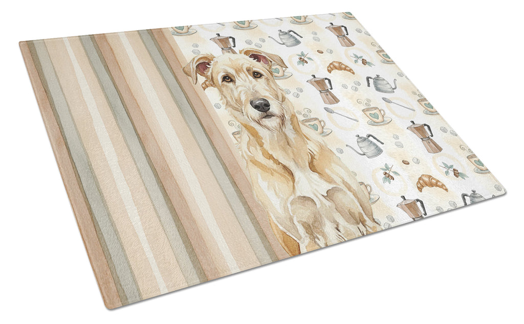 Wheaten Irish Wolfhound Coffee Bar Cutting Board Tempered Glass Kitchen Cutting Surface, Heat Resistant Chopping, Non-Slip Feet, Food Prep & Serving