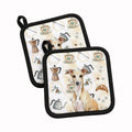 Fawn Italian Greyhound Coffee Bar Pot Holder Set of 2 Heat Resistant Quilted Hot Pads 7.5 x 7.5 Inch, Insulated Kitchen Trivets for Cooking & Baking