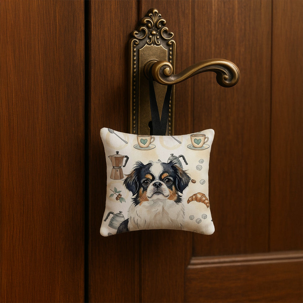 Tricolor Japanese Chin Coffee Bar Hanging Square Fabric Ornament 3.5 � 3.5 Decorative Door-Knob & Tree Hanger, Soft Fabric