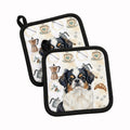 Tricolor Japanese Chin Coffee Bar Pot Holder Set of 2 Heat Resistant Quilted Hot Pads 7.5 x 7.5 Inch, Insulated Kitchen Trivets for Cooking & Baking