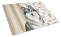 Keeshond Coffee Bar Cutting Board Tempered Glass Kitchen Cutting Surface, Heat Resistant Chopping, Non-Slip Feet, Food Prep & Serving