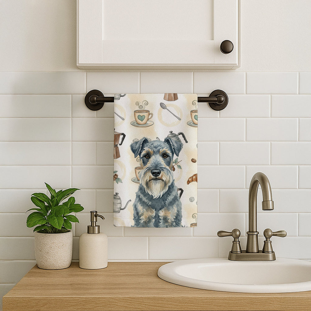 Kerry Blue Terrier Coffee Bar Kitchen Towel Velour Plush Front and Cotton Loop Back Machine Washable